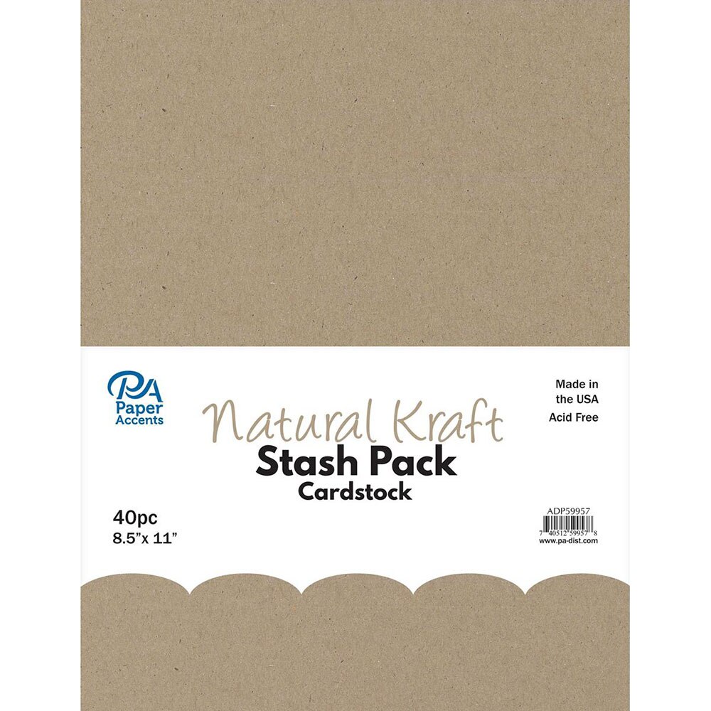 Paper Accents, Cardstock, Kraft, 40 piece, 8.5"x11"